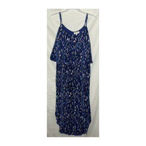 Blue Butterfly Spaghetti Strap Maxi Dress